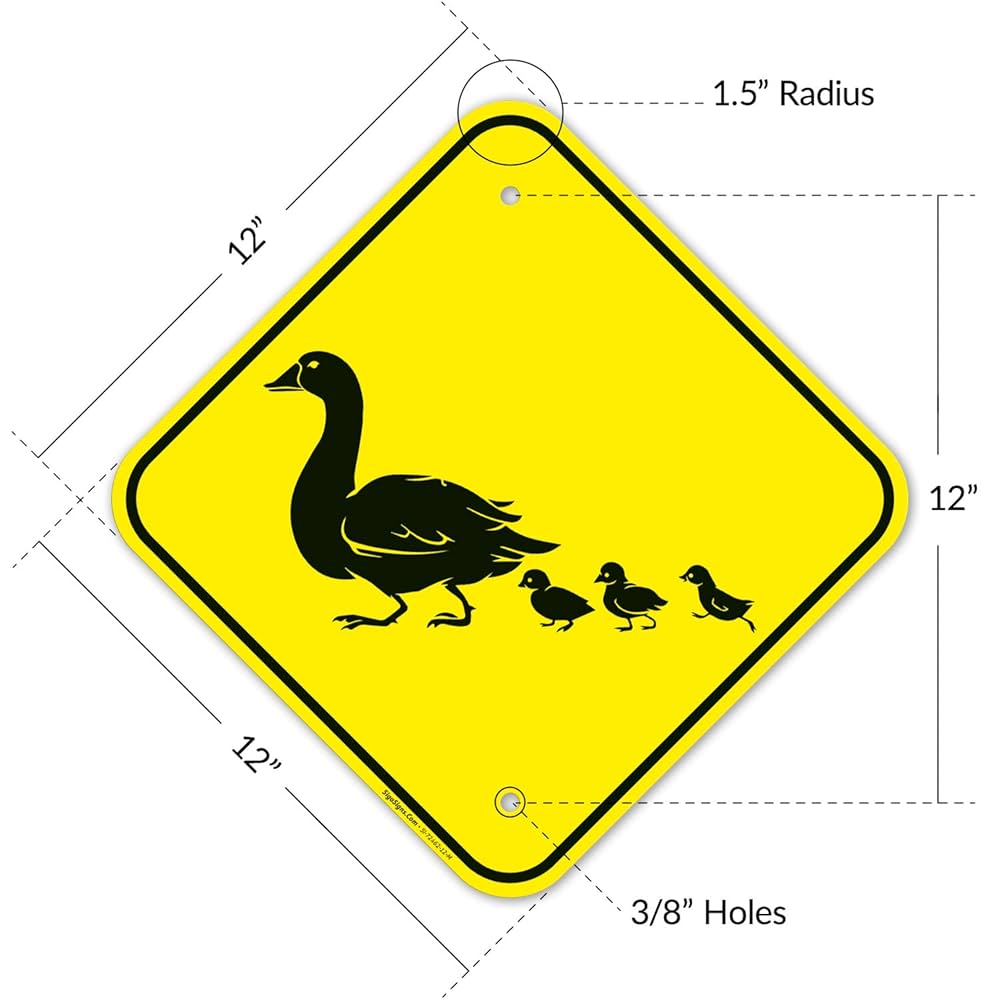 Amazon.com: Duck with Duckling Crossing Graphic Sign, 12x12